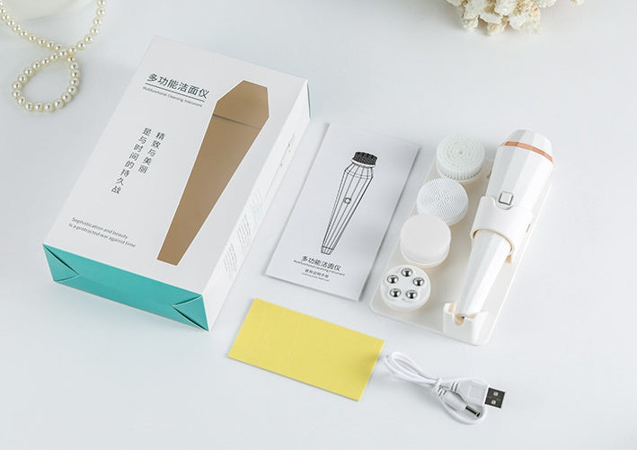 4-in-1 USB Rechargeable Electric Facial Cleansing Brush - GlowSpire