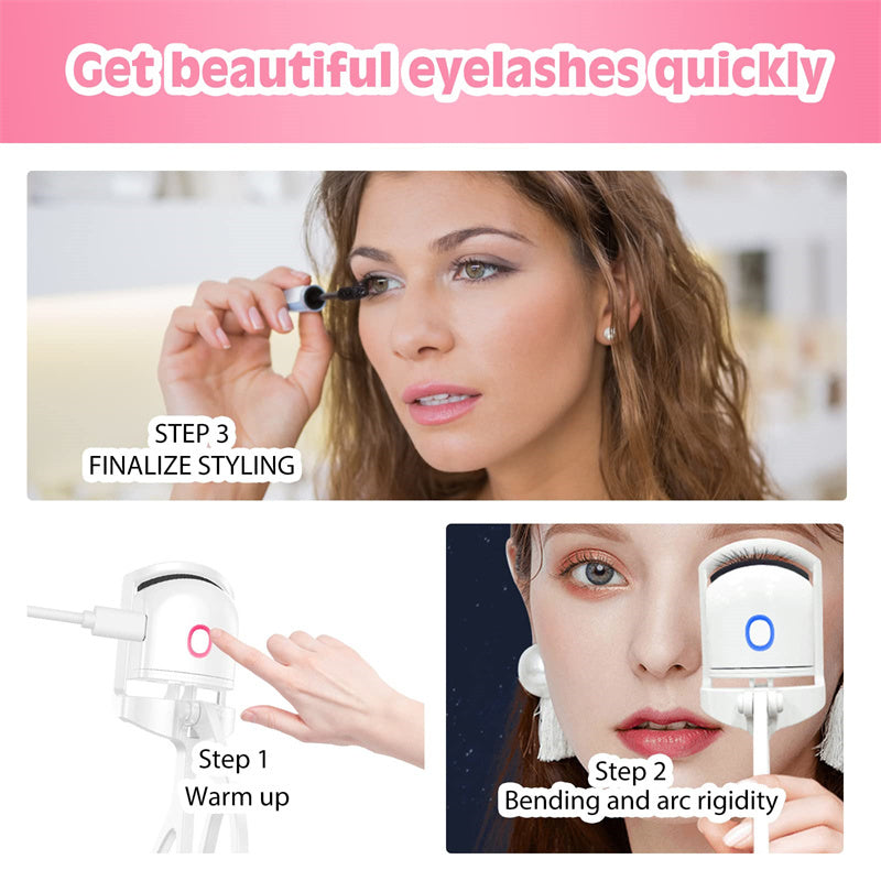 Heated Eyelash Curler Electric Temperature Control Mini Eyelash Curler Electric Portable Charging - GlowSpire