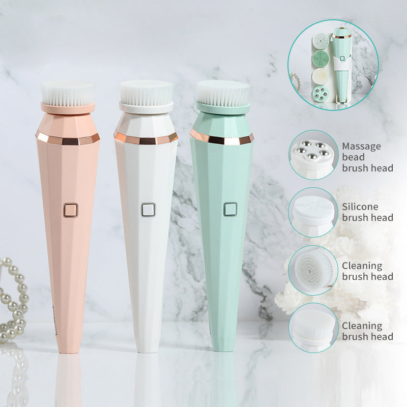 4-in-1 USB Rechargeable Electric Facial Cleansing Brush - GlowSpire
