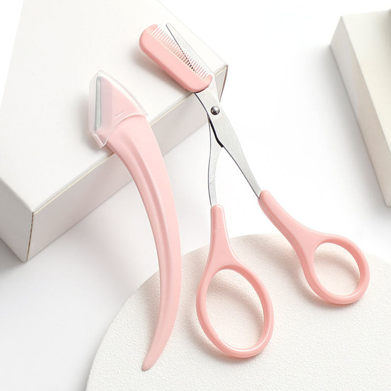 Eyebrow Trimming Knife With Comb Curved Moon Small Beauty Supplies Gadgets - GlowSpire