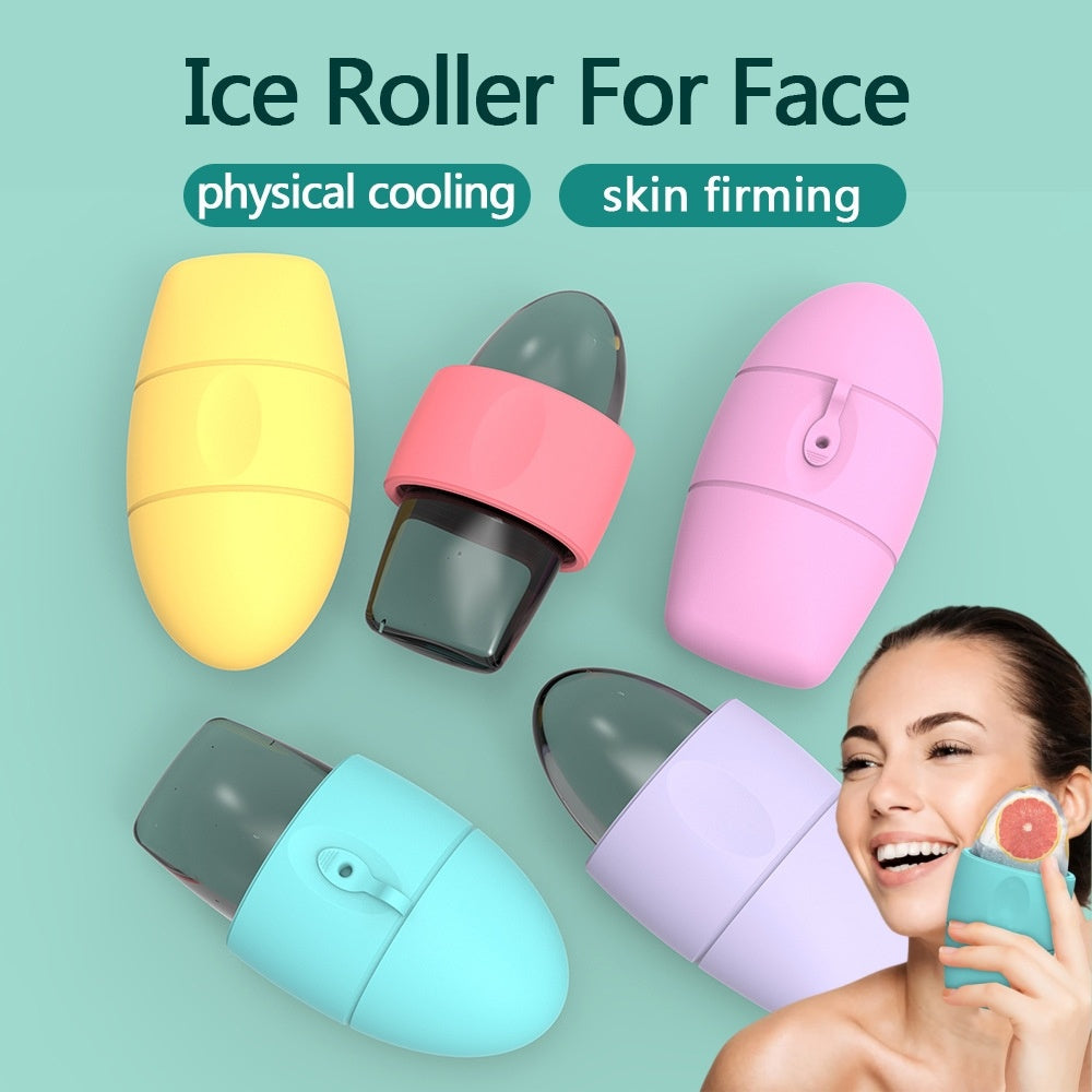 Silicone Ice Face Roller Contour Shrink Pores Remove Dark Circles Massage Skin Beauty Facial Roller For Eyes Neck Skin Care Tool - GlowSpire